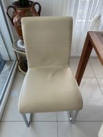 Esszimmerstuhl Lederoptik beige mit Metallfuss
