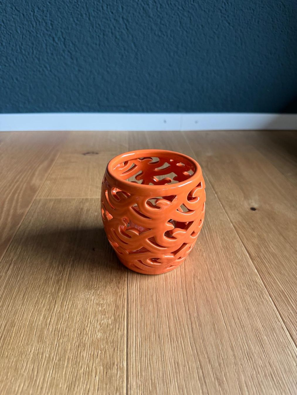 Partylite Portacandele: Orangefarbener Kerzenhalter aus Keramik – Nuovo (secondo la descrizione) da Nidau venduto da TM_92