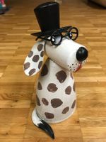Figur Hund mit Hut und Brille Grösse 22cm