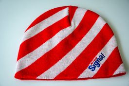 Neu! Mütze, Rot/Weiss gestreift, Winter Accessoire, warm