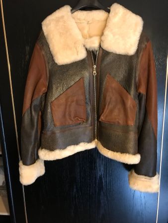 Blouson AVIREX, en cuir et fourrure