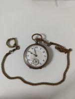 Antike Taschenuhr Silber 0.800 mit Kette gebrauchter Zustand