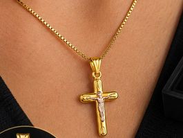 Kreuz Anhänger Gold 9k mit kettte s925