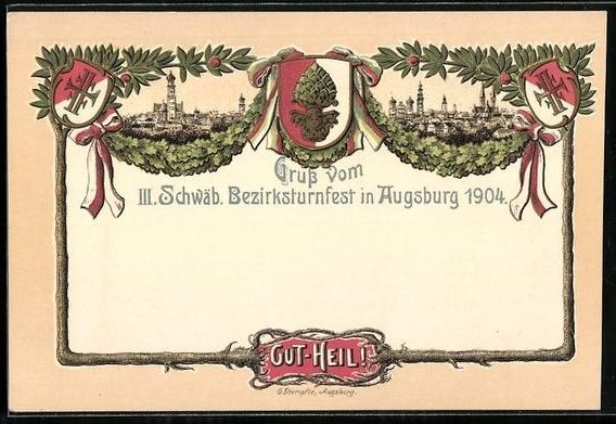 Ansichtskarten: Litho Augsburg, III: Schwäb. Bezirkstur – Gebraucht aus Berlin von bartko-reher