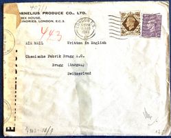 1943 - Doppelzensur Brief DR+ Britische / London - Brugg