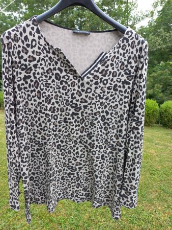Langarm-Shirt mit Leo-Muster von Doris Streich Gr. 52