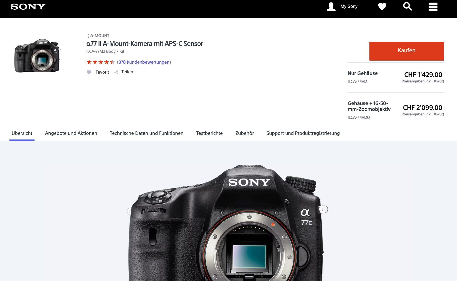 Sony Kamera: Sony A77 Mark II / MK 2 - DSLR KAMERA Alpha 77 – Gebraucht aus Emmen von  1