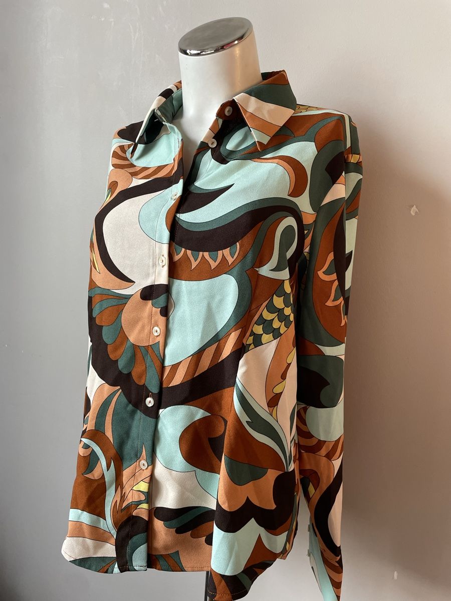 Mango Camicette: Chemise rétro abstrait - Mango - L  – Usato da Troinex venduto da Irisglo 2