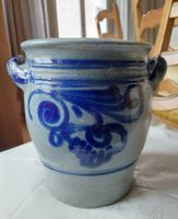 Rustikale Vintage Topf Keramiktopf Pflanztopf blau Dekor
