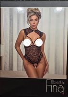 Dessous / Body Schwarze Spitze mit Kette, Grösse XL