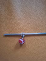 Handgefertigte Trollbeads Glasperle Blumenmuster Rot/