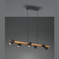 Pendelleuchte, Holz, Schwarz, Braun