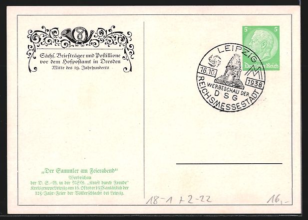 Entiers postaux: Dresden, Sächs. Briefträger und Postil – D'occasion à Berlin par bartko-reher 1