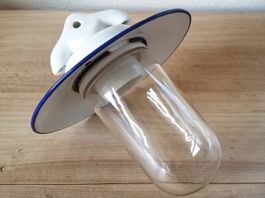 Originale Emaille Lampe Kolbenglas, Stalllampe komplett