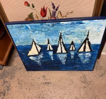 Original Ölgemälde Segelboote Spachteltechnik ab 1.-