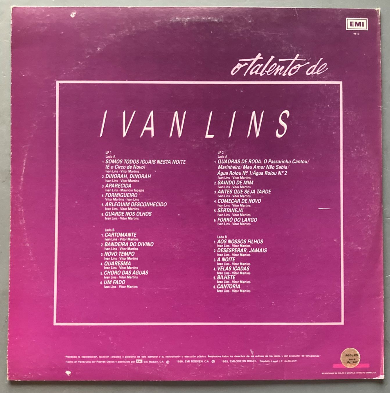 Schallplatten: IVAN LINS - O TALENTO DE IVAN LINS – Gebraucht aus Poliez-Pittet von Newtown-Records 1