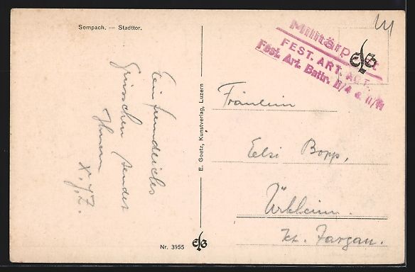 Cartoline postali: Sempach, Stadttor u. Strasse aus der Vog – Usato da Berlin venduto da bartko-reher 1