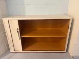 Abschliessbarer Rollladenschrank / Büroschrank Weiss-Holz