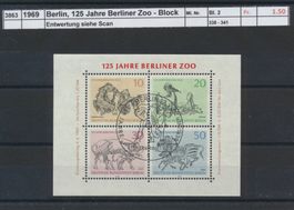 1969 Berlin, "125 Jahre Berliner Zoo" - Block, ET - Stempel