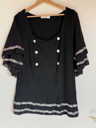 Schwarze Tunika mit Pailetten Details, Gr. 1XL