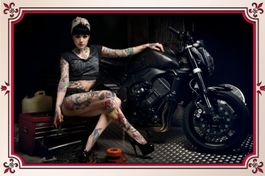 Blechschild-PIN UP TATTOO GIRL M MOTORRA