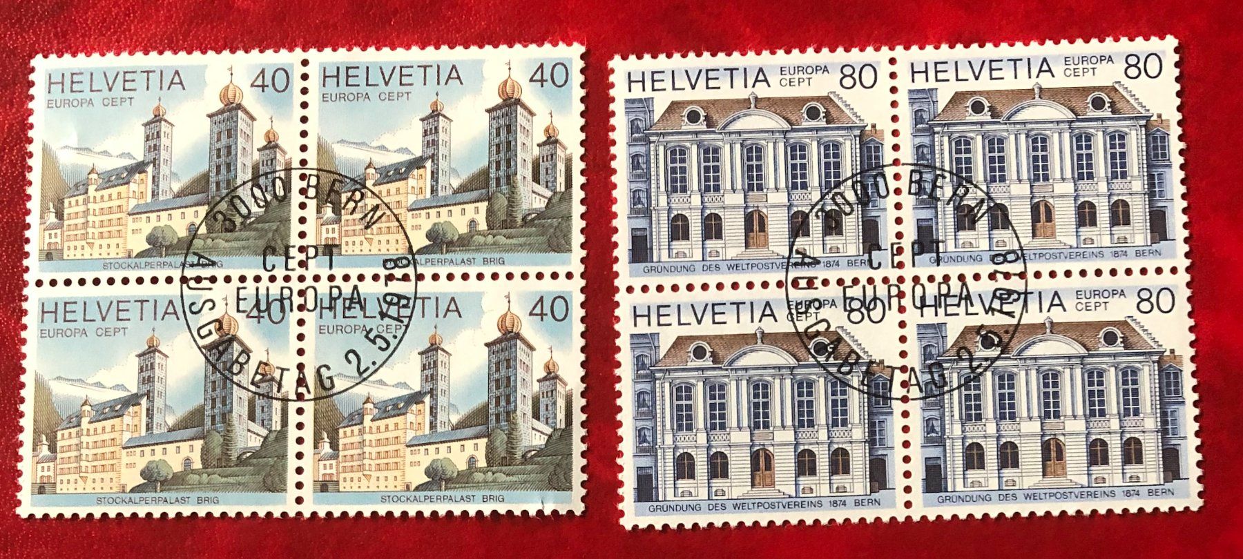 Tutti i francobolli: 4 er Block Nr.607/608 mit Stempel Bern – Usato da Aarau venduto da Billa007
