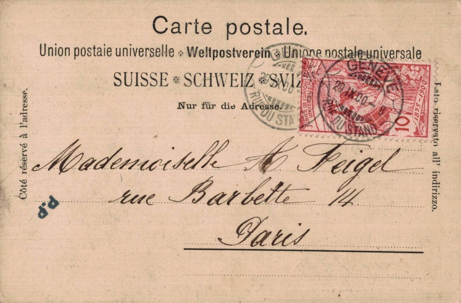 Cartes postales: Ansichtskarte Genf Jardin Anglais, gestempelt 1900 – D'occasion à Luzern par Kartenansicht 1