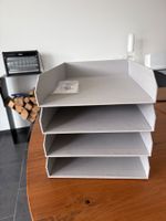 Briefablage 4-fach Stapelbar Grau Linen Optik