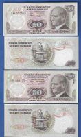 Türkei  4  Stück  50  Lira  Bankfrisch