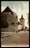 AK Solothurn, Alte Stadtmauer mit Zeitglockenturm