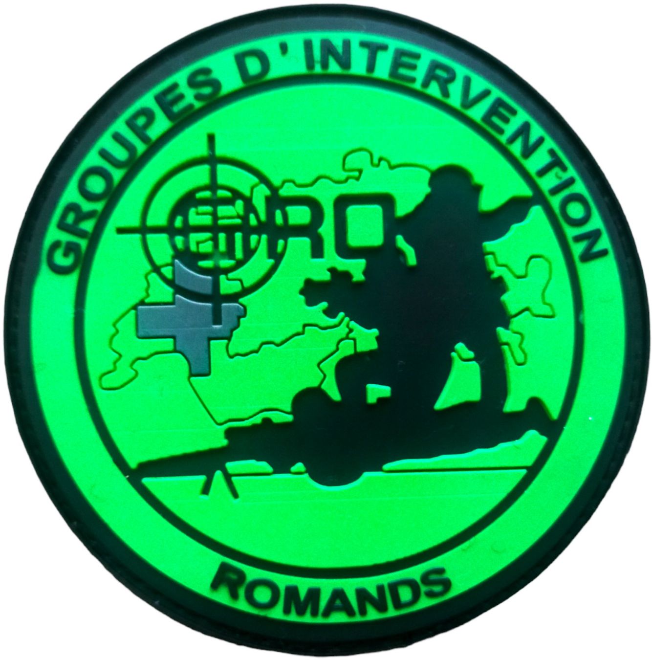 Swiss Placchette & Badge: Intervention Romands Patch Schweiz GIRO mitt Klett. – Nuovo e nell'imballaggio originale da Emmenbrücke venduto da F.ingl-1947