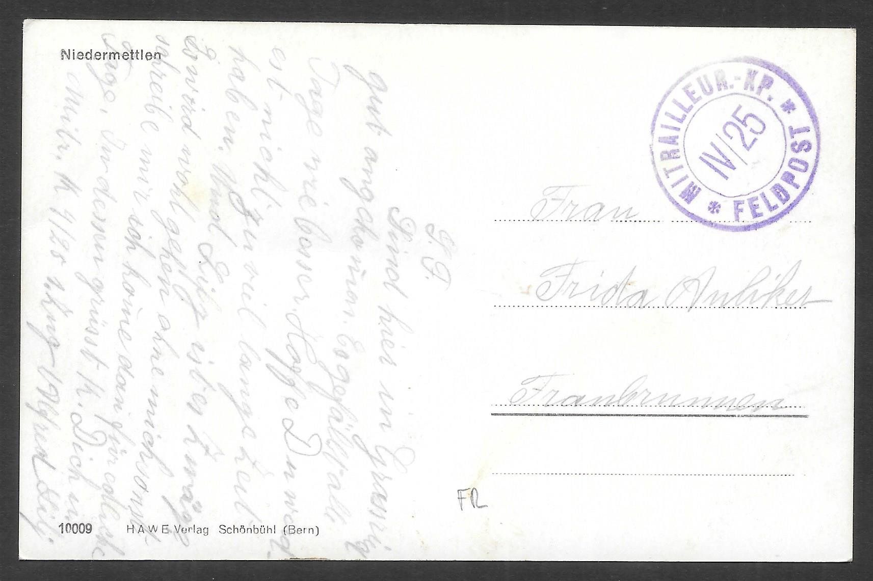 Cartoline postali: Niedermettlen Gesamtansicht Feldpoststempel – Usato da Olten venduto da clotaldi 1