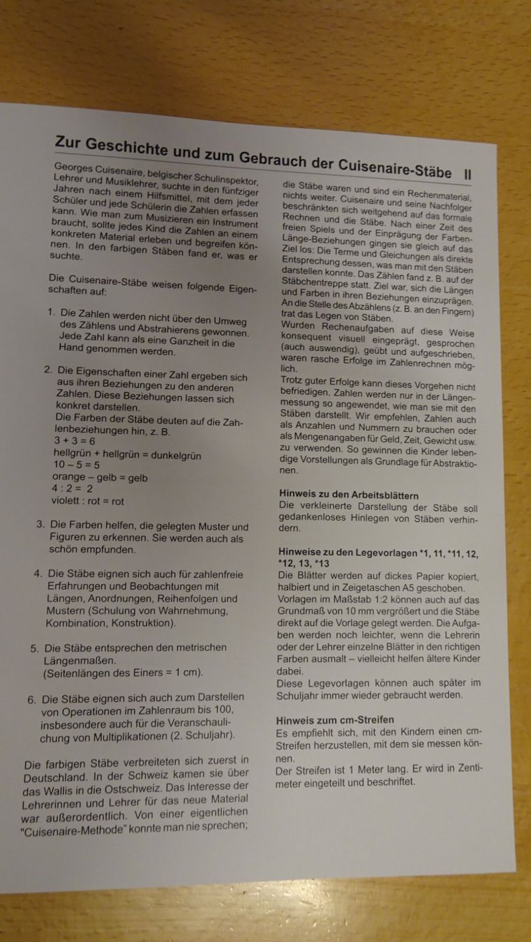 Libri: Cuisenaire-Stäbe Rechenstäbchen + Buch mit Arbeitsblättern – Nuovo (secondo la descrizione) da Zürich venduto da blaumeisli62 5