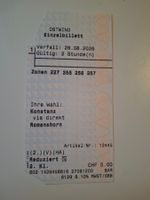 Gültige Fahrkarte von Konstanz- Romanshorn, Ostwind.
