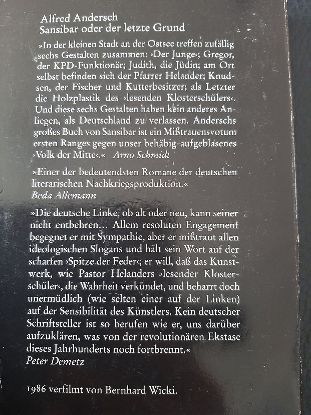 Libri: Sansibar oder der letzte Grund -  Alfred Andersch – Usato da Wünnewil venduto da Bear78 1