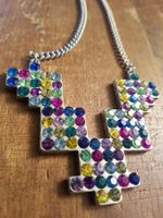 Kette mehrfarbig hippie style v. bunte facettierte Steinchen