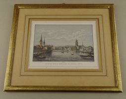 ZÜRICH VOM SEE, LITHOGRAPHIE UM 1850