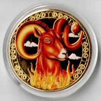 Steinbock_Sternzeichen _Farbig_Medaile in Schutzkapsel