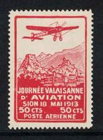 1913 Flugpost Sion Vorläufer X, mit Gummi und Falz *