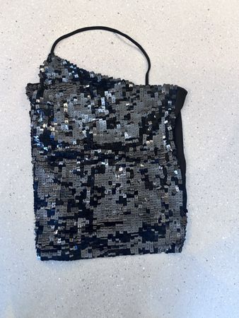 Zara Pailletten Top, One Shoulder, Schwarz, Gr. M - Neu!