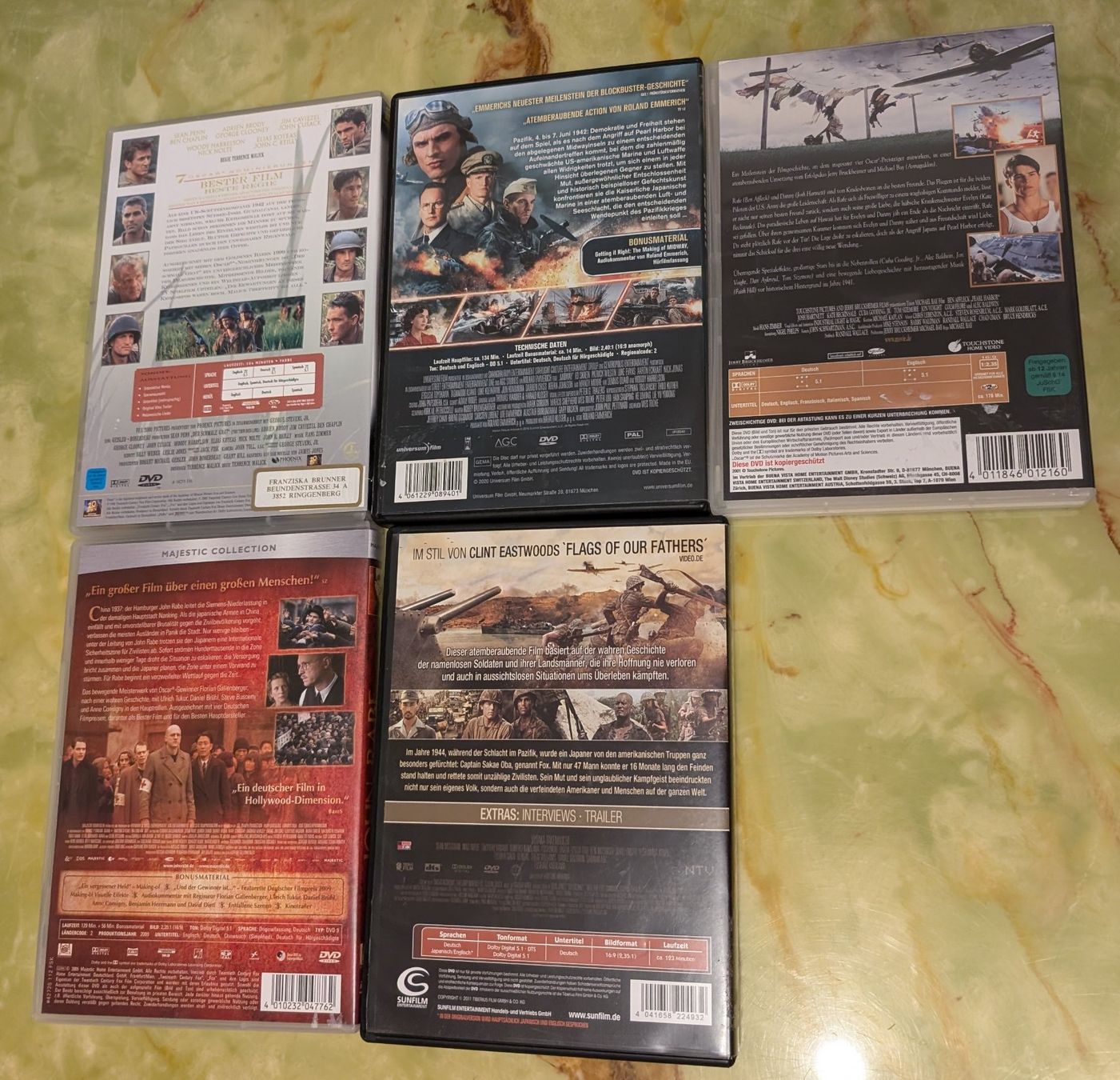 Tutti i DVDs: DVD SetNr.18(Codename: Fox, Peral Harbor, Midway, J.Rabe...) – Usato da Riehen venduto da fab_972b 1