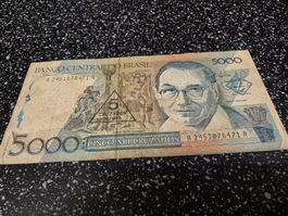 5000 Cruzeiros Novos Brasil Banknote gebraucht