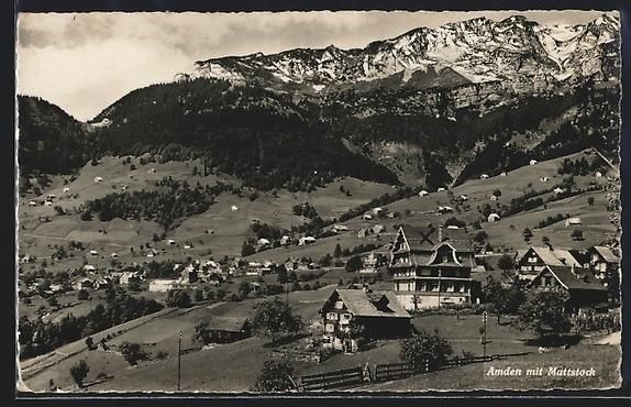 Ansichtskarten: AK Amden, Panorama mit Mattstock, 1943 – Gebraucht aus Berlin von bartko-reher