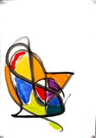 Abstrakte Malerei Aquarell bunte Form auf Papier
