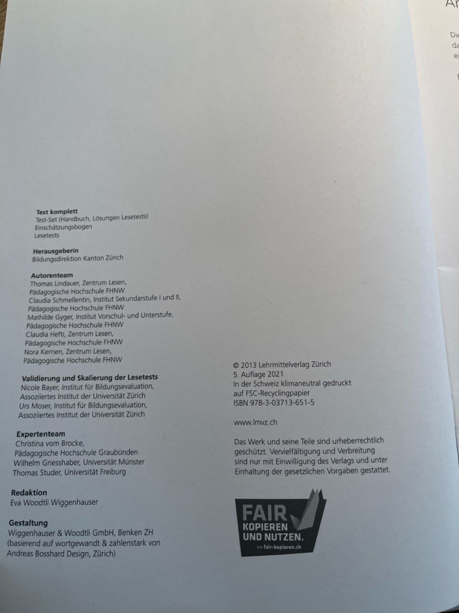 Libri: Lesetest 5./6.Klasse – Usato da Volketswil venduto da jtu_buchde 1
