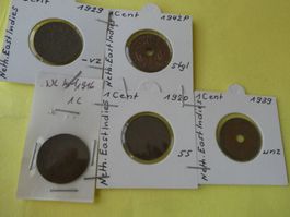 Niederländisch Indien ab 1916,  5 alte Münzen