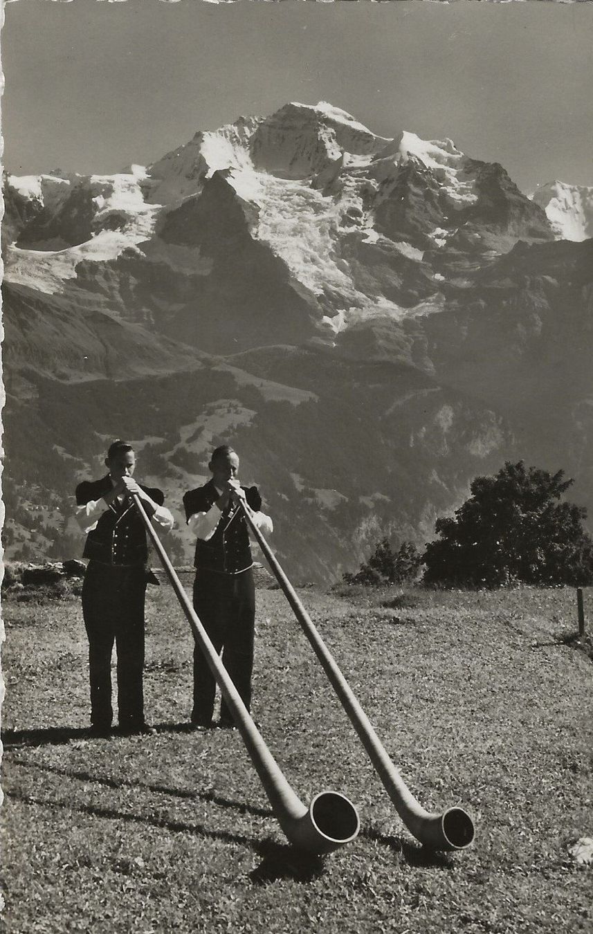 Cartoline postali: E. Gyger, Alphorn, Brauchtum, Jungfrau – Usato da Frauenfeld venduto da Merk52