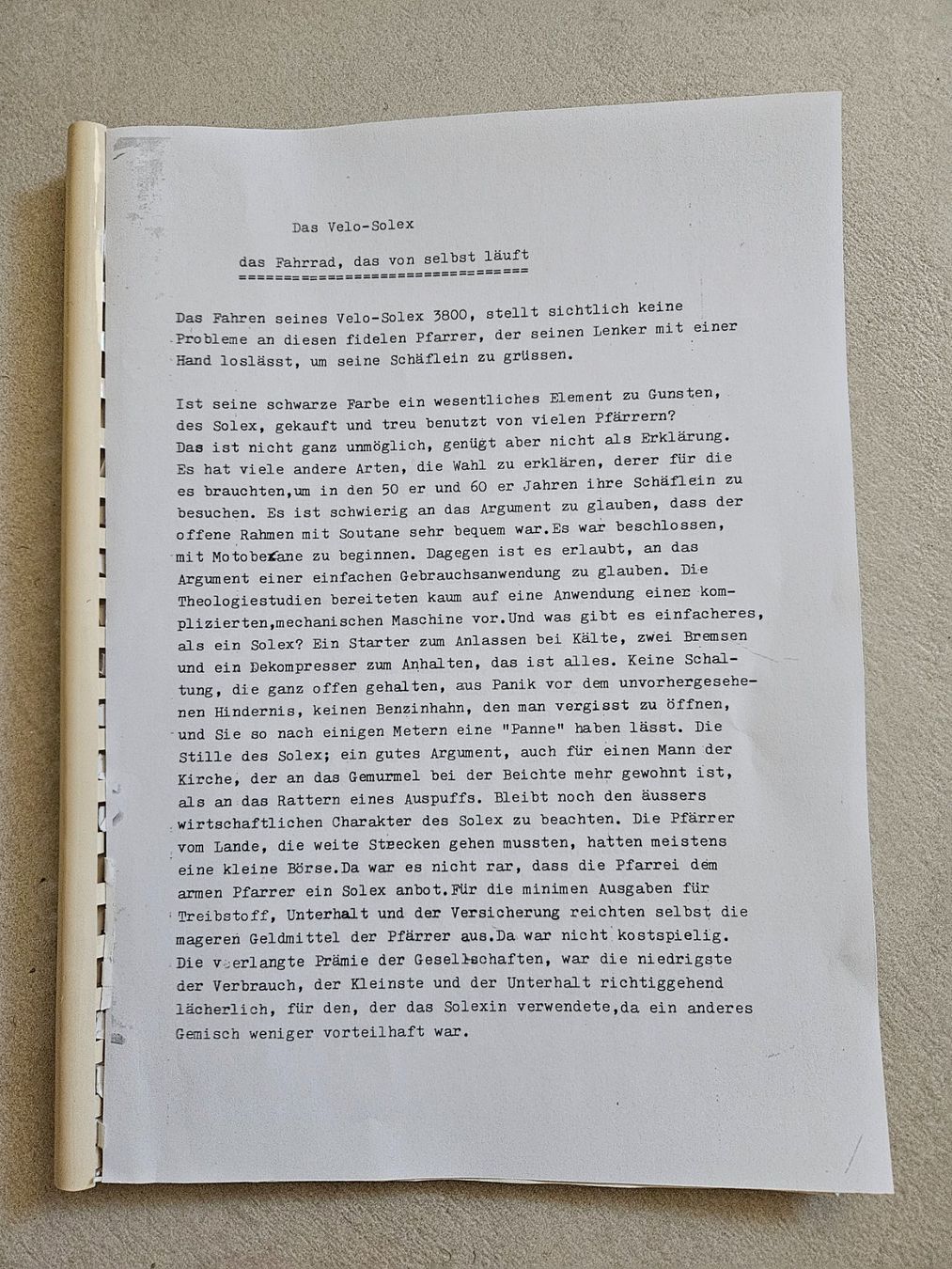 Documents: Velosolex Geschichte – D'occasion à Bülach par Steinmaler98