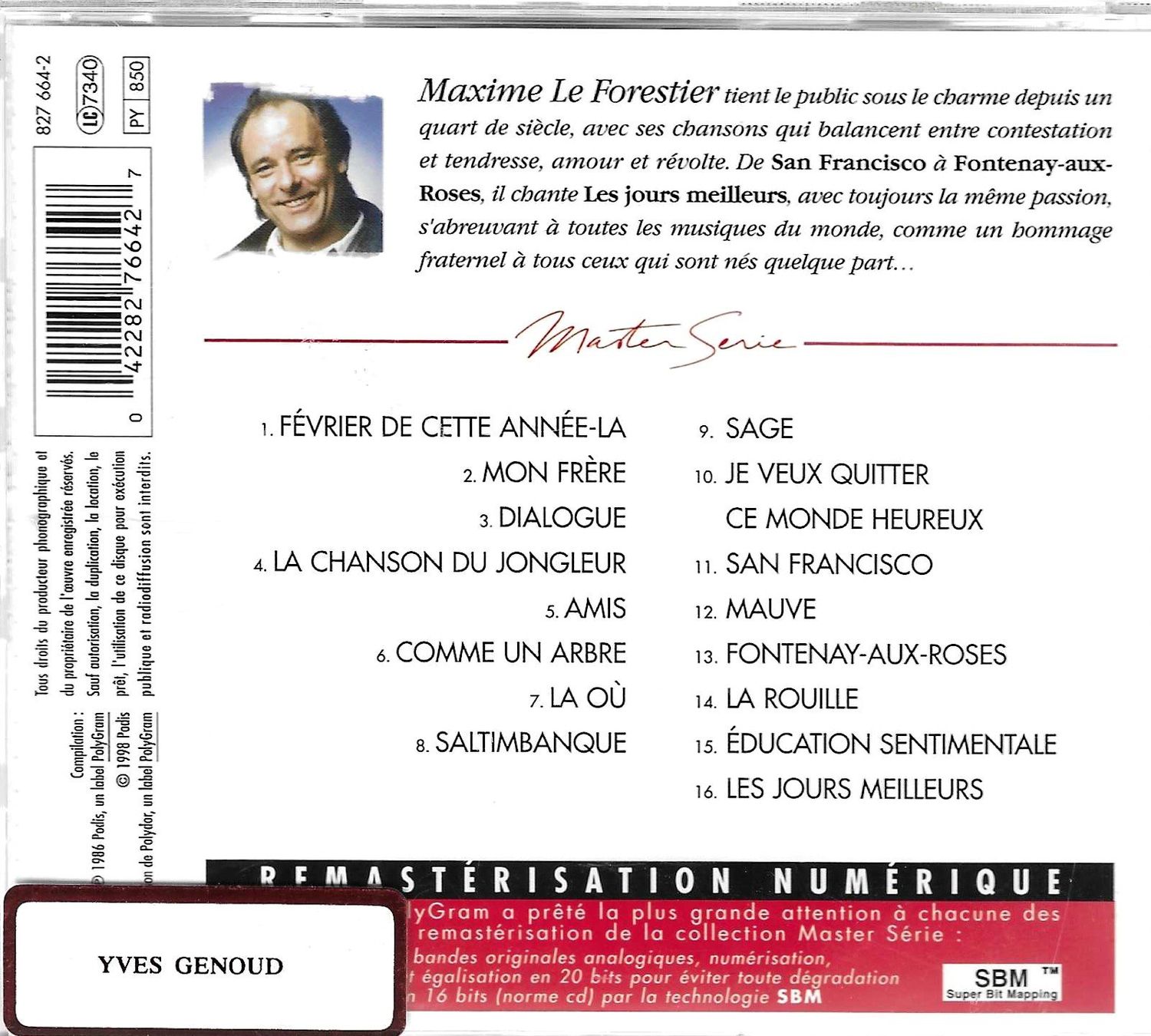 CD: Maxime Le Forestier - Master Serie – Usato da Savagnier venduto da Ne2065 1