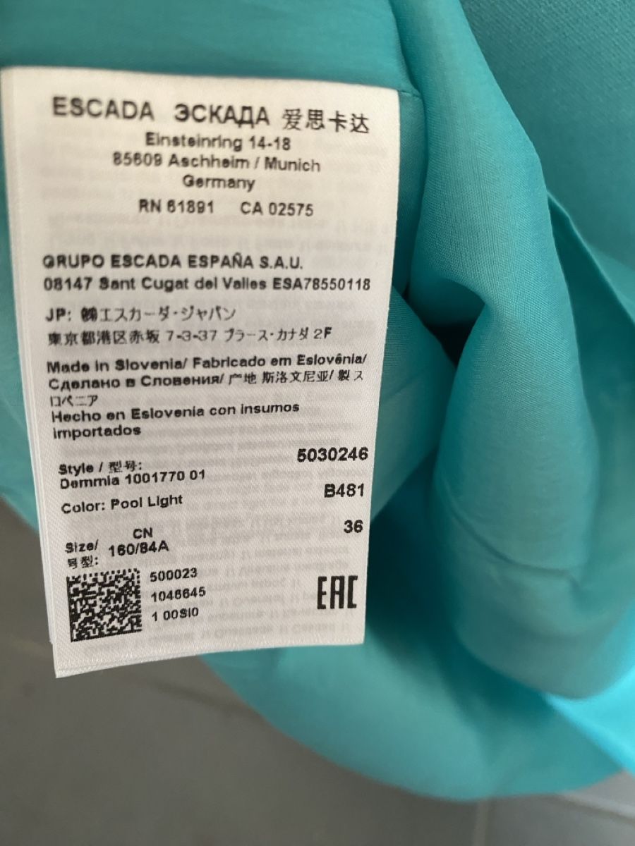 Escada Vestiti: Wunderschönens Kleid Escada türkis 36 NEU – Nuovo (secondo la descrizione) da Oberglatt ZH venduto da jul_nhy7 5